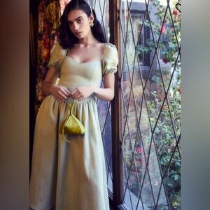 Reformation Davila Linen Dress Dried Herbs